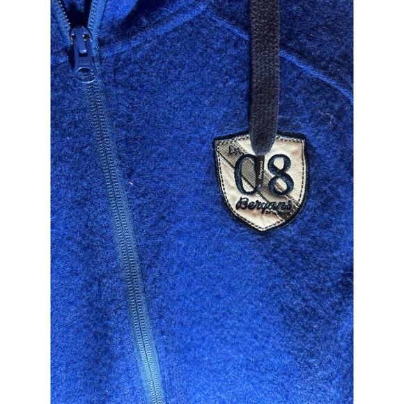 Bergans Of Norway Sweater Mens medium Blue Wool knit hooded full zip - Picture 3 of 5